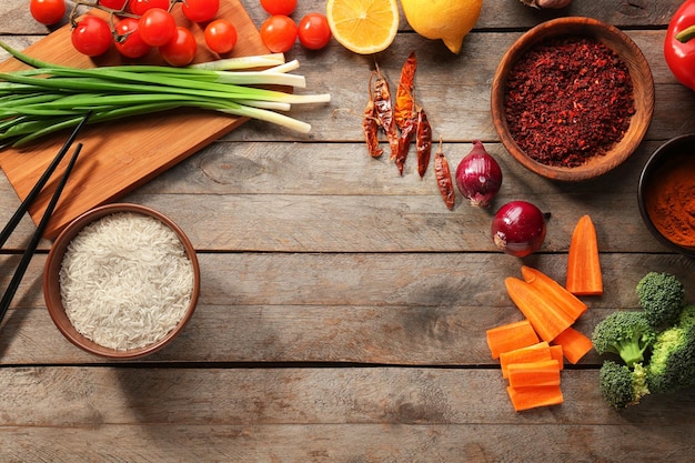 Zestaw składników na kuchennym blacie